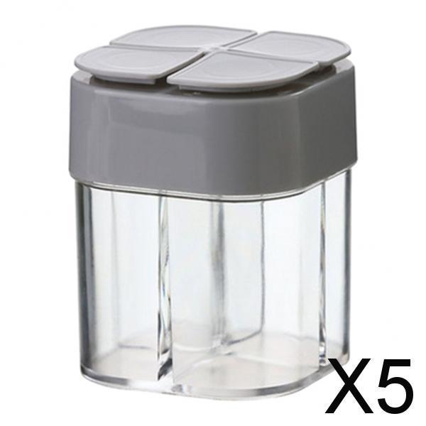 5xSpice Jar Seasoning Bottle Box Condiment Storage Container for Kitchen Gray
