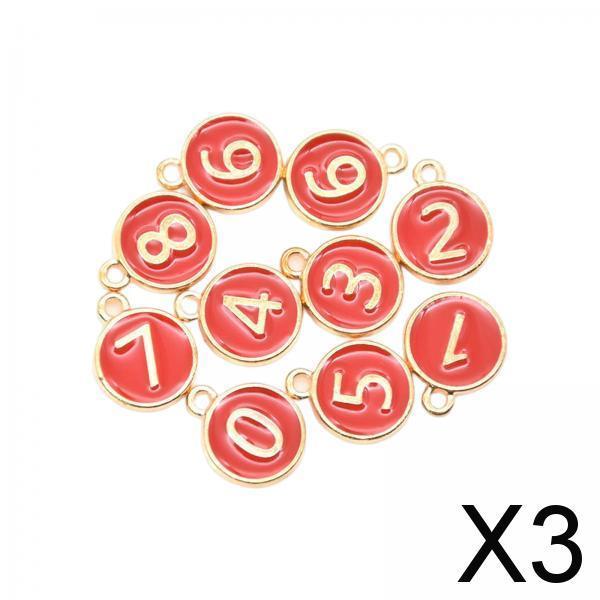 3xNumber 0-9 Mixed Alloy Charms DIY Craft Art Projects for Women Girl Durable Red