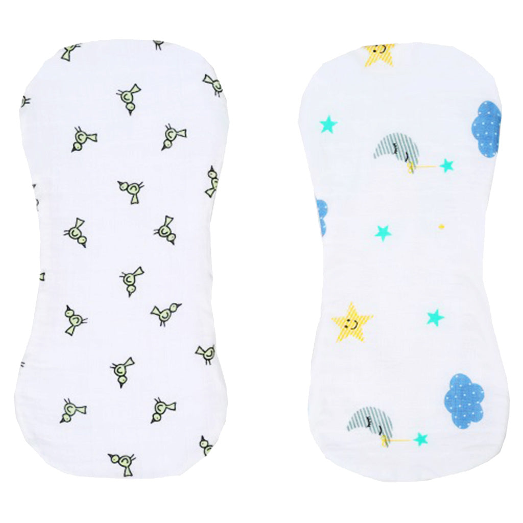 2 Pieces Baby Spit Sweat Towel Feeding Pad Green bird and Cloud