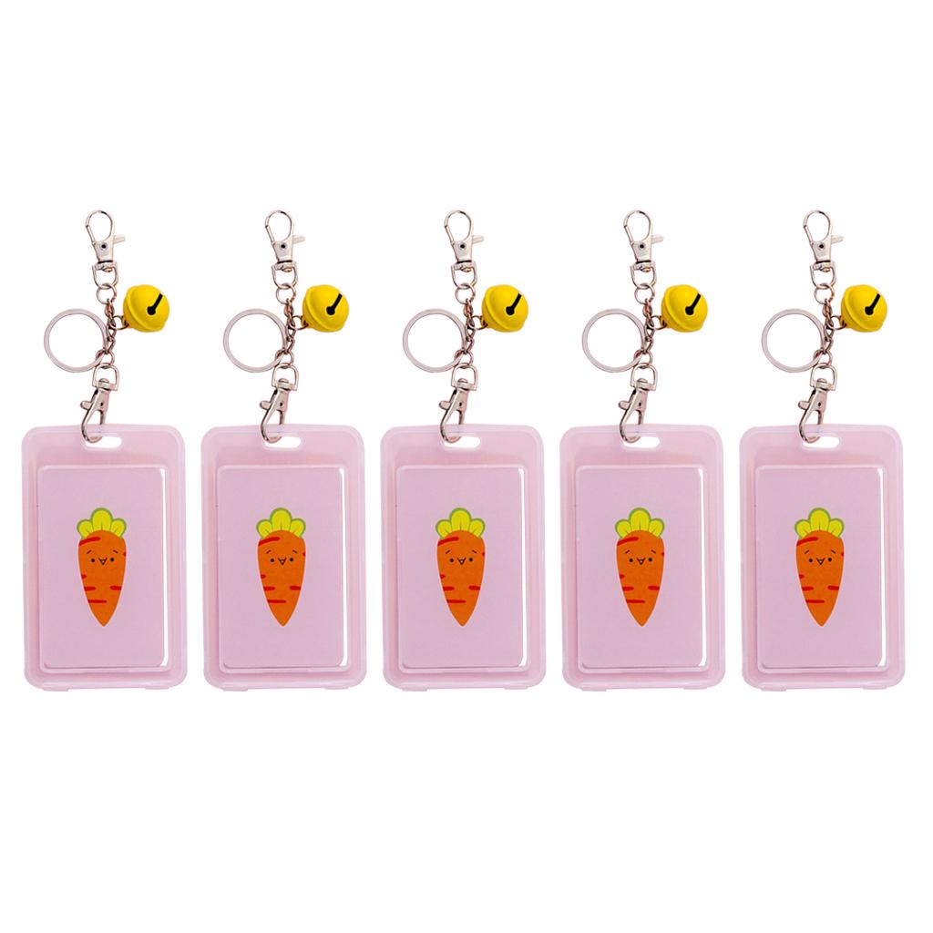 Vertical Credit Card Bus Pass ID Badge Holder Protector Pink Carrot