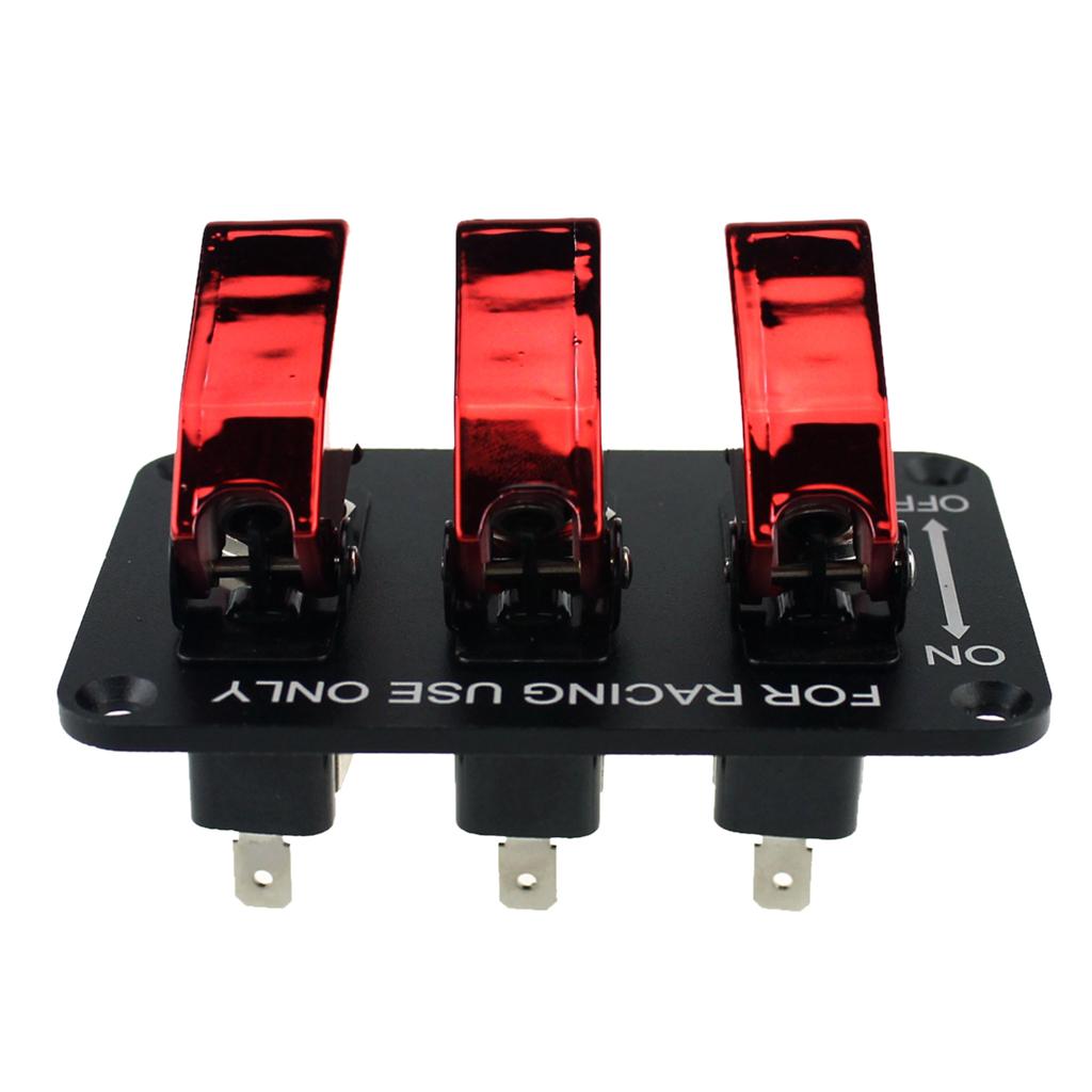 12V Universal Racing Car 3 LED Rocker Switch Panel Flip-up Ignition Toggle