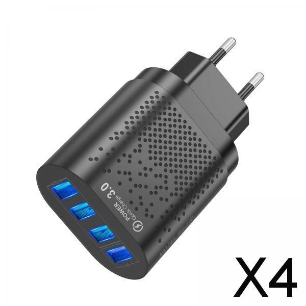 4x4 USB Ports Hub Wall Charger Power Adapter EU Plug USB Cube Adapter Black