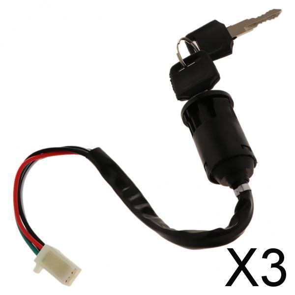 3xIgnition Key Switch Lock Electric 4 Wire 2 Key for Motorcycle ATV A Type