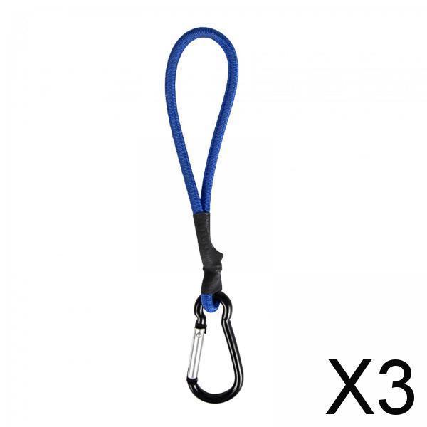 3xBungee Cord with Carabiner Hook Bungee Canopy Ties for Tarpaulin Tarps Tents Blue
