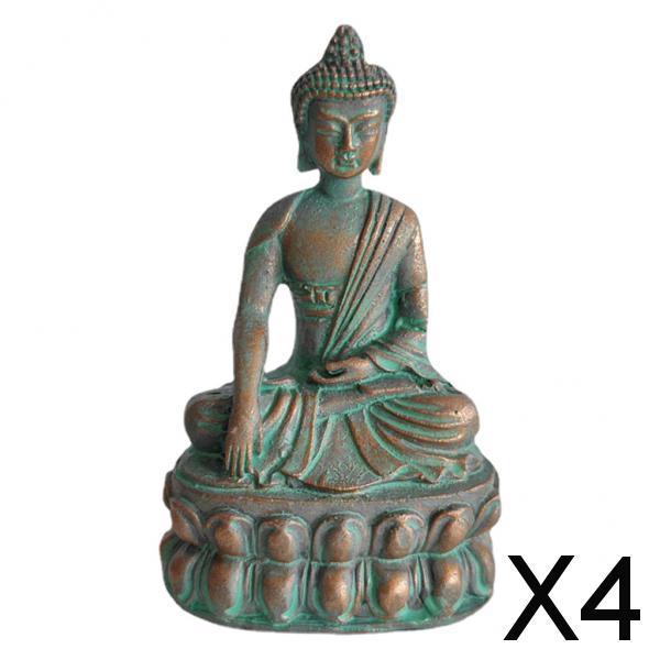 4xSANDSTONE BALCONY HOME GARDEN SMALL ZEN BUDDHA STATUE ORNAMENT DECORATIONS Bronze