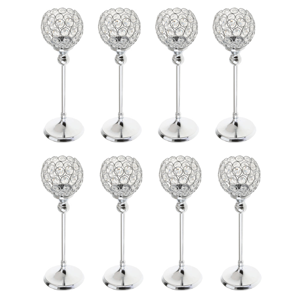 8 pieces 35cm Globe Pillar Votive Candle Holder Banquet Centerpiece -Silver