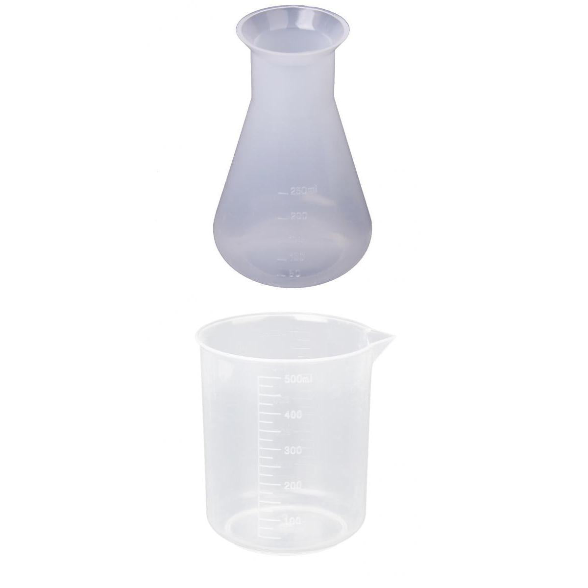 250ml Conical Flask Bottle & 500ml Graduated Beaker Measuring Lab Supply