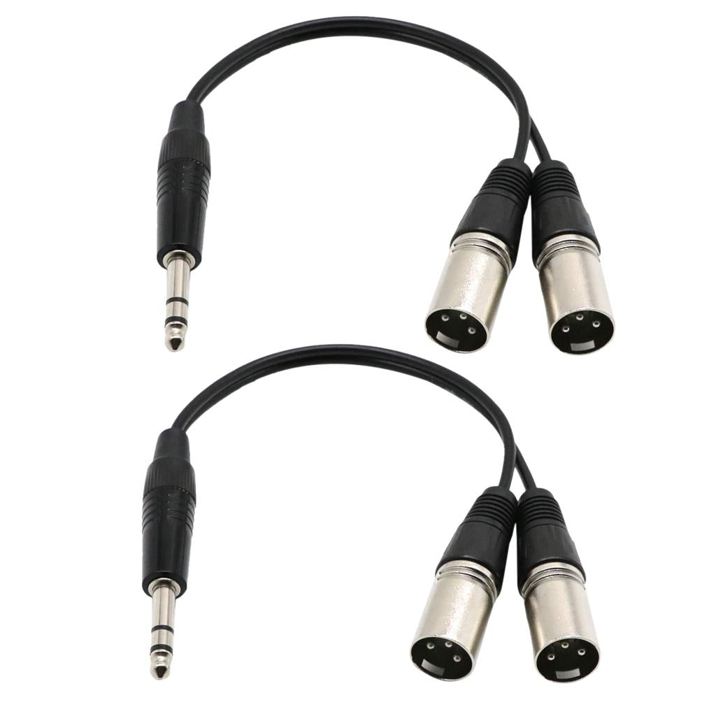 2 Piecces 6.35mm Stereo Male to Dual XLR Male Breakout Cable Splitter XLR