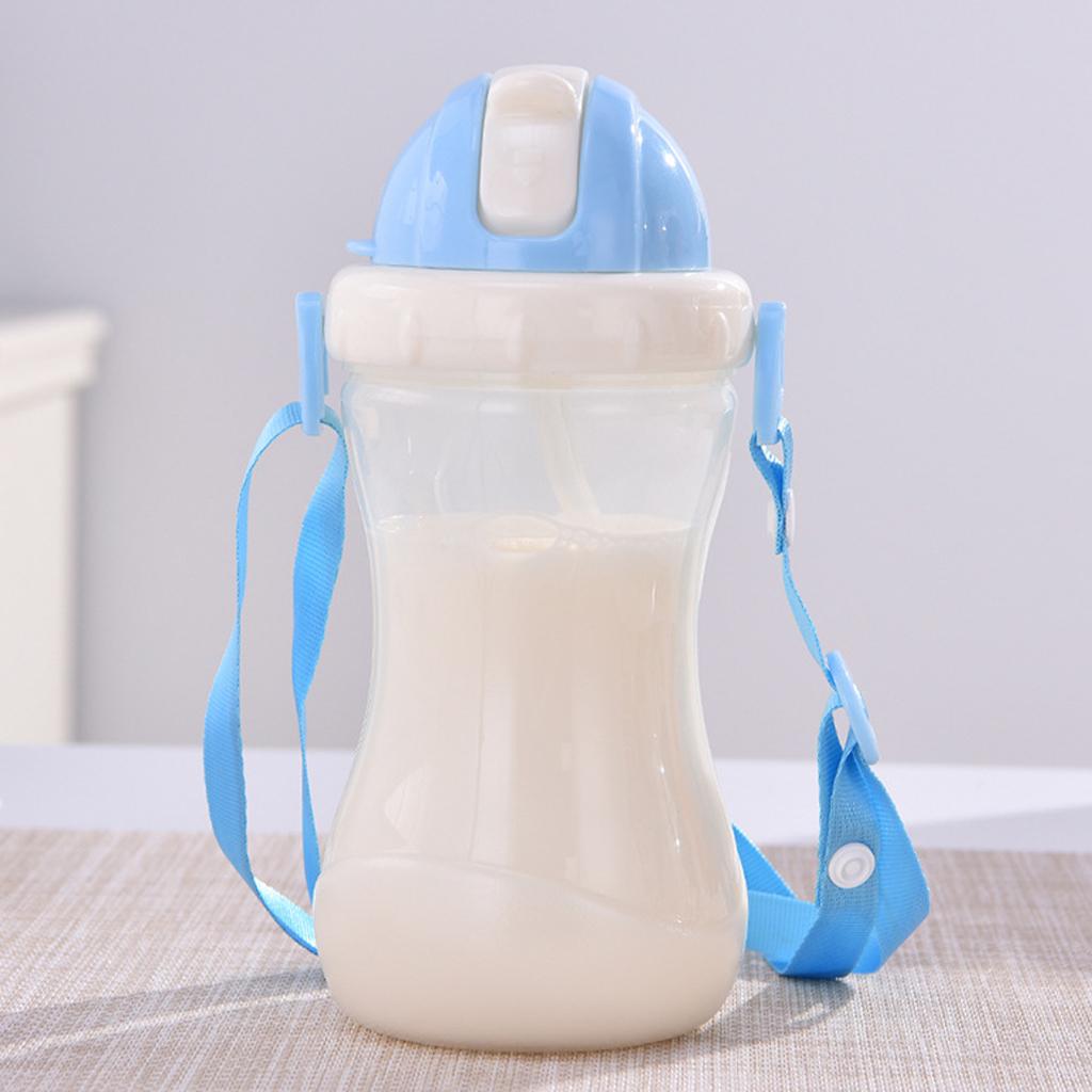 Baby Children School Drinking Water Straw Bottle Sippy Suction Cup Blue 1