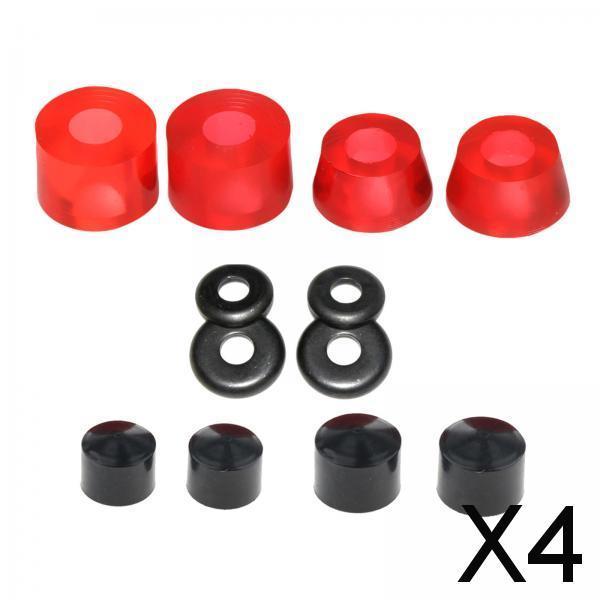 4xSkateboard Bushing Replacement Cups Washers Longboard Rebuild Kit Light Red