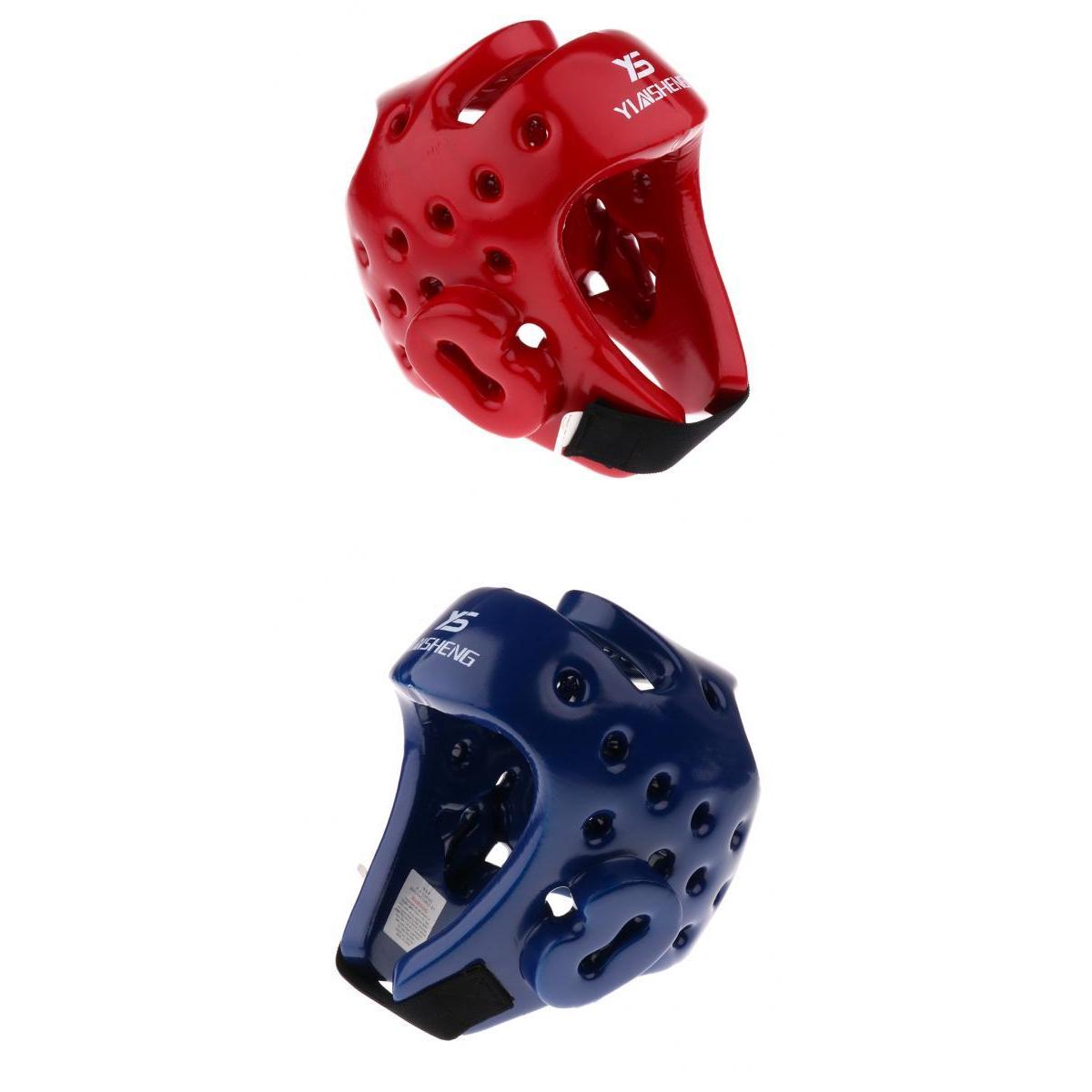 2pcs Boxing Martial Arts Headgear Face Protector KickBoxing Red Blue