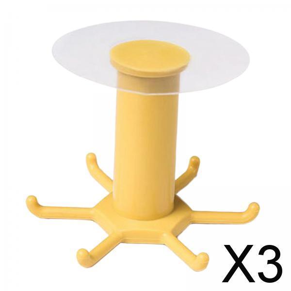 3xWall Mounted Utensil Holder Hook Kitchenware Storage Rack for Towel Spoon Yellow