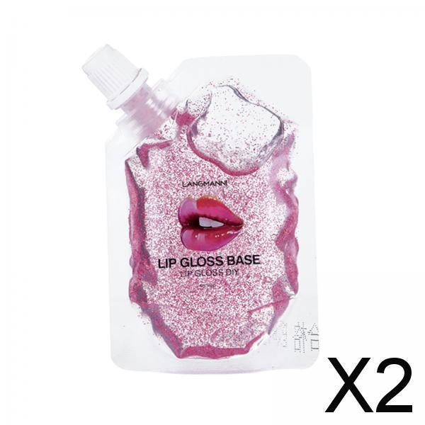 2xMakeup Cosmetics Lip Gloss Base Essence Non-sticky DIY Making 50ml Pink