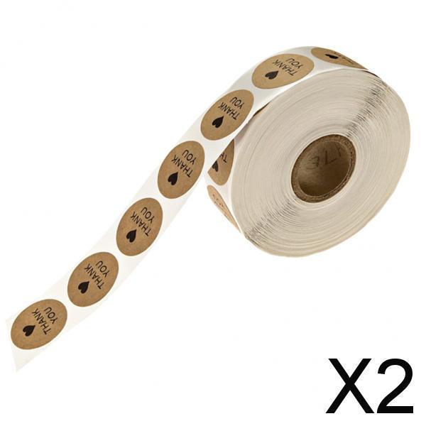2x500 Kraft Thank You Stickers Kraft Paper Thank You Adhesive Labels Roll