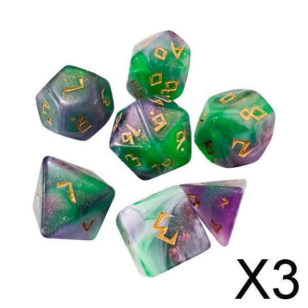 3x7Pcs Polyhedral Dice D4 D6 D8 D10 D12 D20 for Party Favors Role Playing Gift Style B
