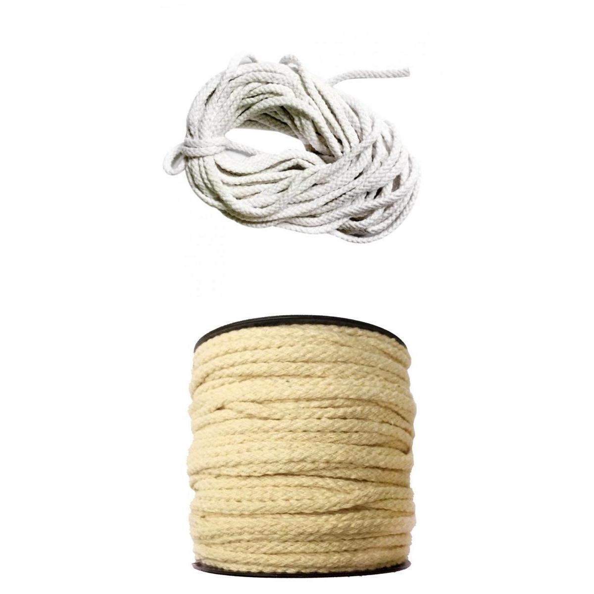 5mmx10m Bleached White and 50m Natural White Twisted 100% Cotton Rope Cord