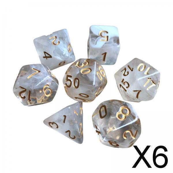 6x7Pcs Polyhedral Dice Party Role Playing Game Dice Game White