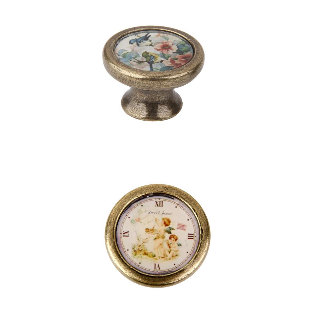 2 Pieces Girl&Birds Print Cabinet Door Drawer Handle Bin Pull Knobs Hardware