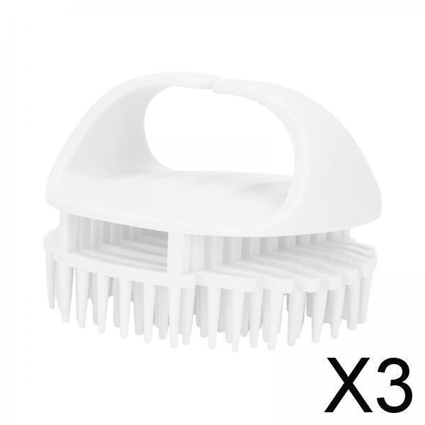 3xScalp Massager Shampoo Brush Hair Brush with Soft Silicone Bristles for Hair White