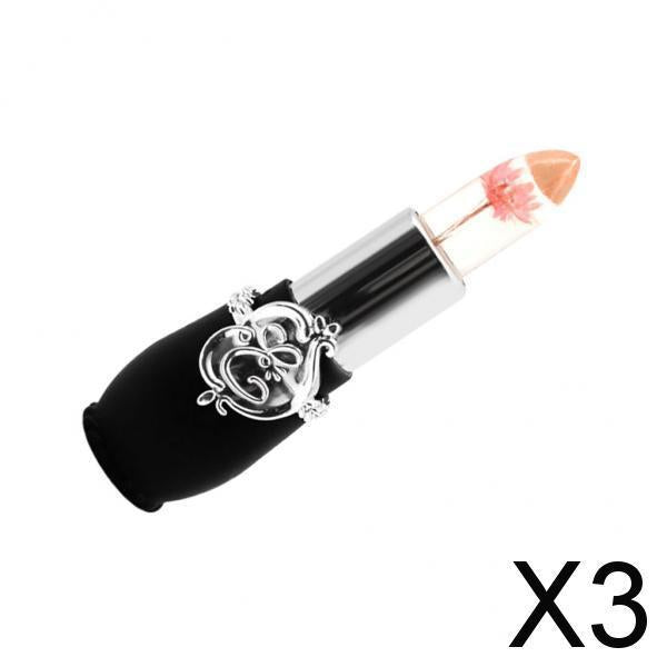 3xJelly Flower Lipstick Lasting Temperature Changing Lip Balm Pink Flower