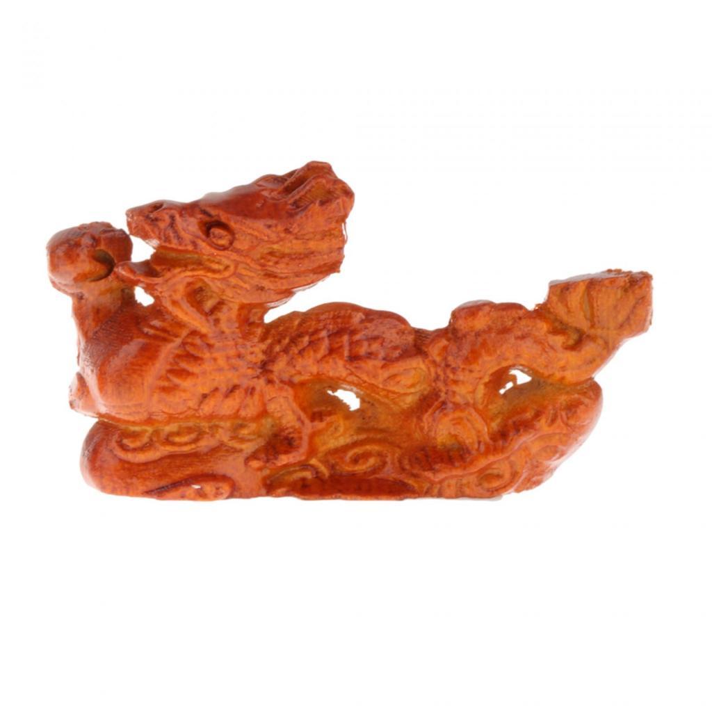 2xWooden Carved Chinese Dragon Statue Fengshui Ornament for Housewarming Gift Style A
