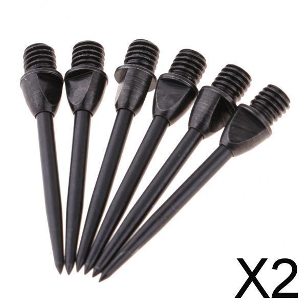 2x6 Pieces Darts Steel Tip Replacement Points Standard 2BA Thread Black