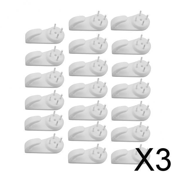 3x20 pieces Plastic Hard Wall Hooks Picture Frame Hanging Hooks & Nails Set
