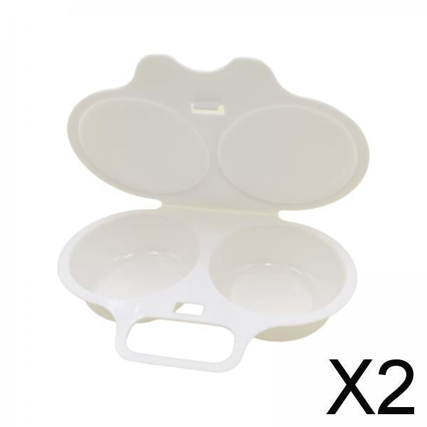 2xDouble Cup Egg Cooker Microwave Egg Poachers for Restaurant Kitchen Supplies