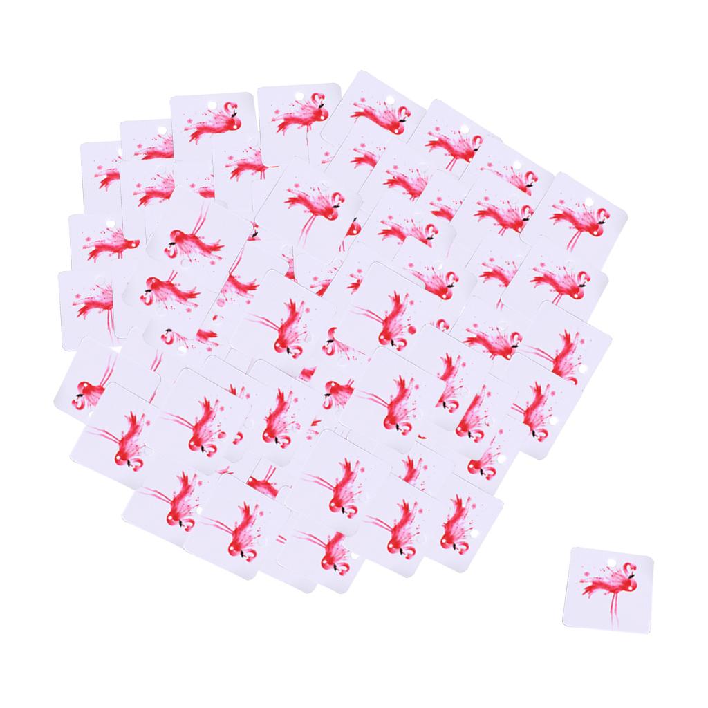 100pcs Jewelry Display Cards Earring Ear Studs Hanging Holder Flamingo