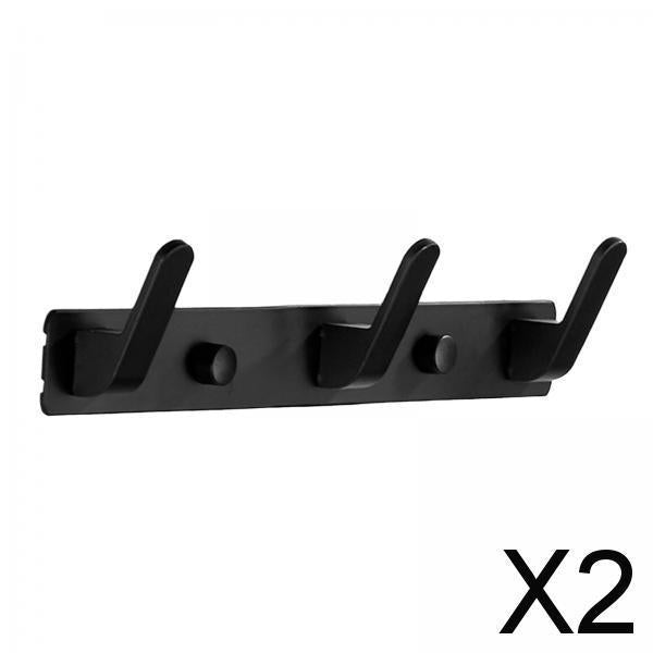 2xCoat Rack Door Holder Rack 2 Ways Installation for Coat Hats Entrance Hall 3 Hooks   