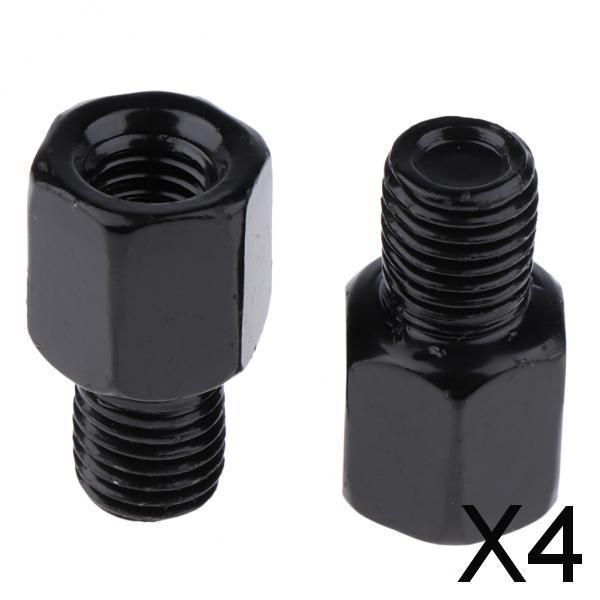 4xScooter Motorcycle Rearview Side Mirror RH 8mm - LH 10mm Adapter Black