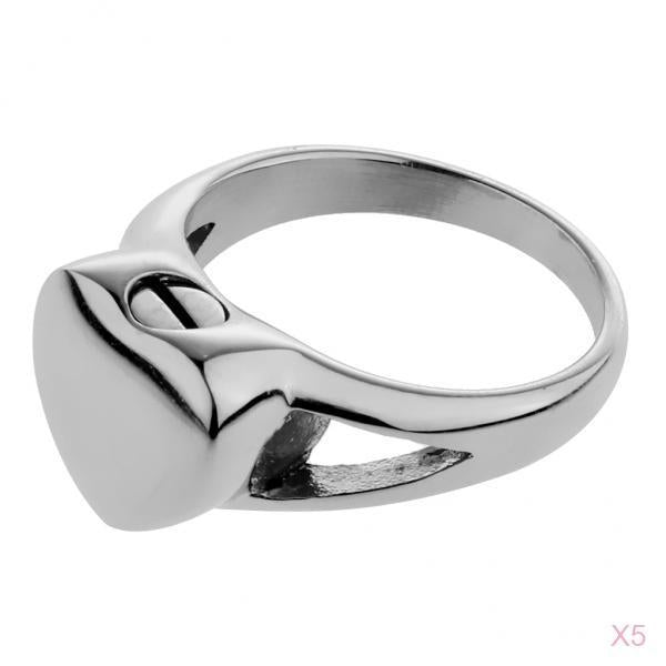 5Pcs US 6 Titanium Steel Heart Memorial Ring Urn Ashes Ring-Charm Cremation