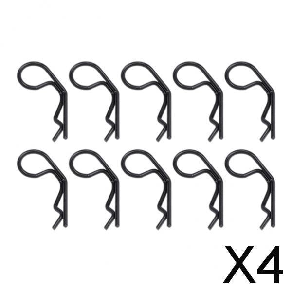 4x10pcs RC Body Clips Pins R-Pin for 1/8 1/10 1/12 RC Racing Vehicle Car Decor black