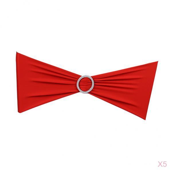 5 Spandex Chair Back Wedding Party Sash Band with Buckle Decor Red