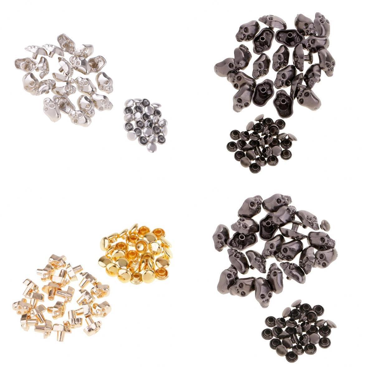 80 Sets Gothic Skull Head Studs Punk Rivets for Bag Shoes Leathercraft