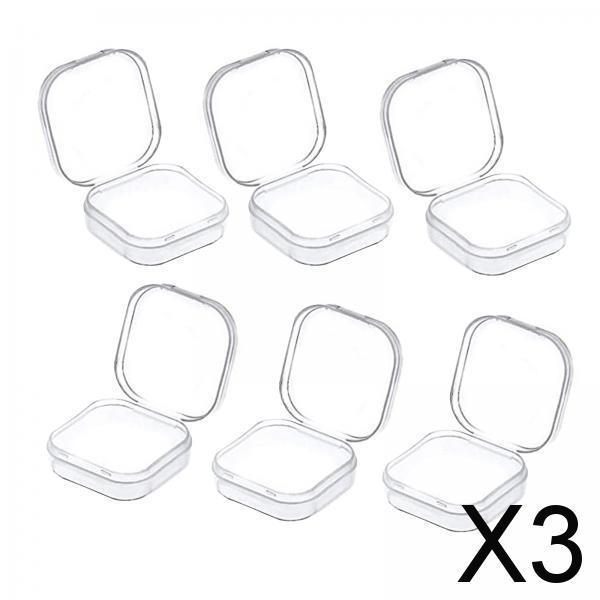 3x6x Mini Jewelry Storage Box Transparent Square with Lid for Earplugs Crafts S