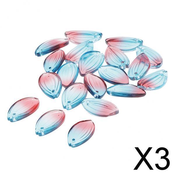 3x20x Petals Glass Beads Loose Spacer Bead for DIY Jewelry Making Blue Red