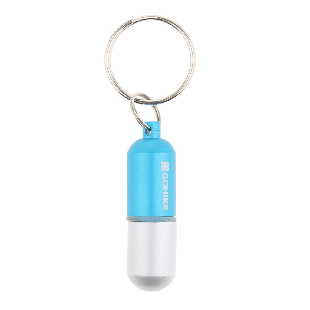 Waterproof Aluminum Pill Storage Box Keychain Capsule Tablet Bottle Blue S