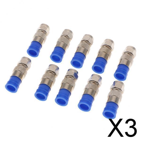 3x10 Pieces RG6 Quad Shield Coaxial Cables F Connector Adapter Compression