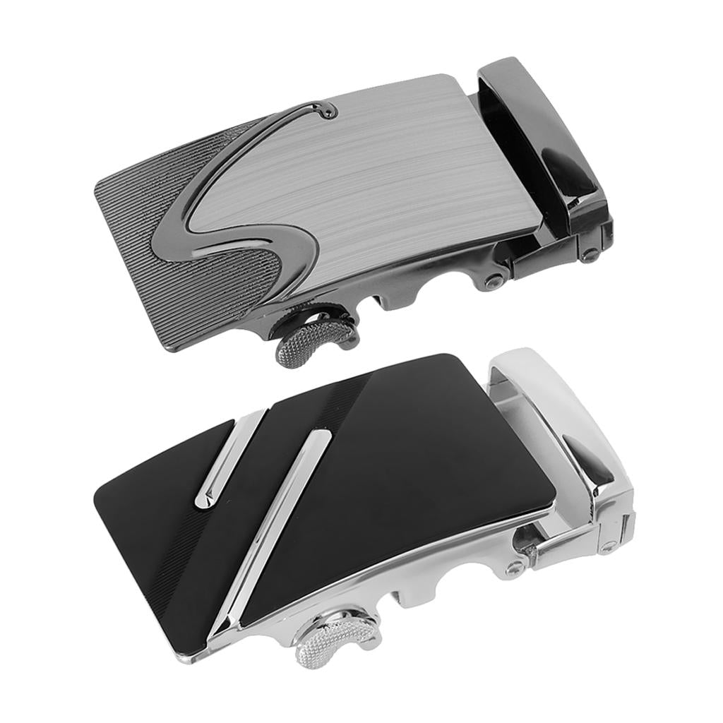 2Pc Men Fashion Automatic Ratchet Belt Buckle for Leather Belt