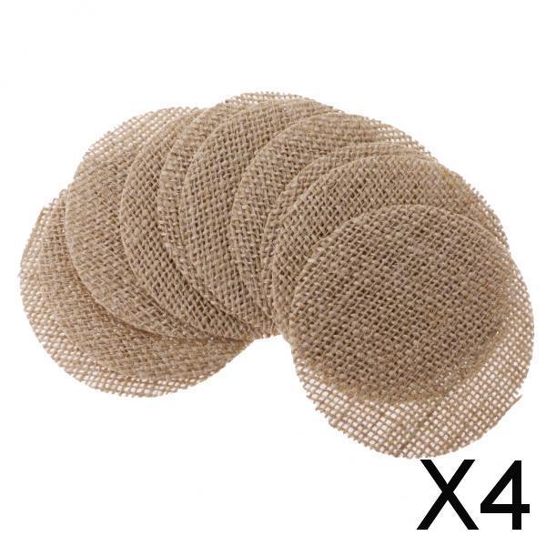 4x10Pieces Rustic Burlap Hessian Jute Round Pieces Sewing Craft DIY brown