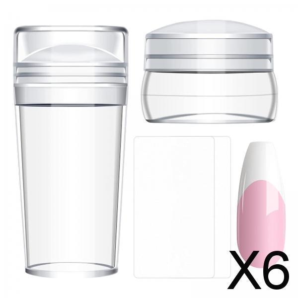 6x4 Pieces French Nail Stamper Clear Silicone Stamping Professional Detachable
