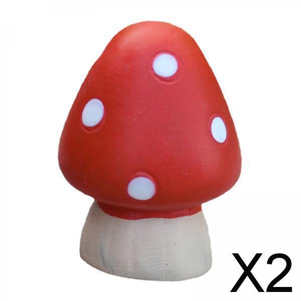 2xAdorable Red Mushroom Photo Props Fish Tank Fairy Garden Accessories Small