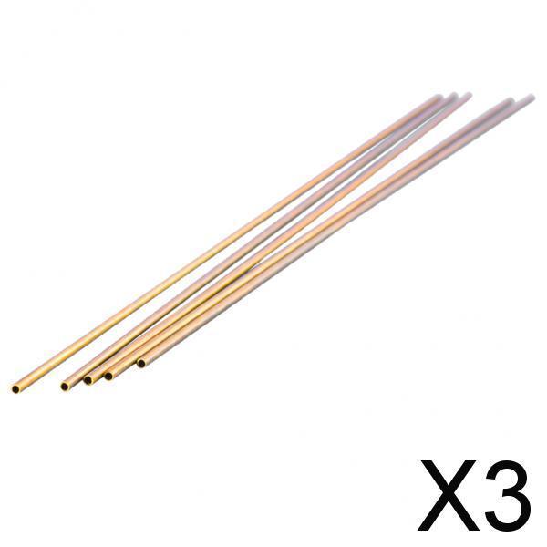 3x5pcs Brass Tubes Brass Rods Round Copper Bar Metal Stick DIY 300mm C