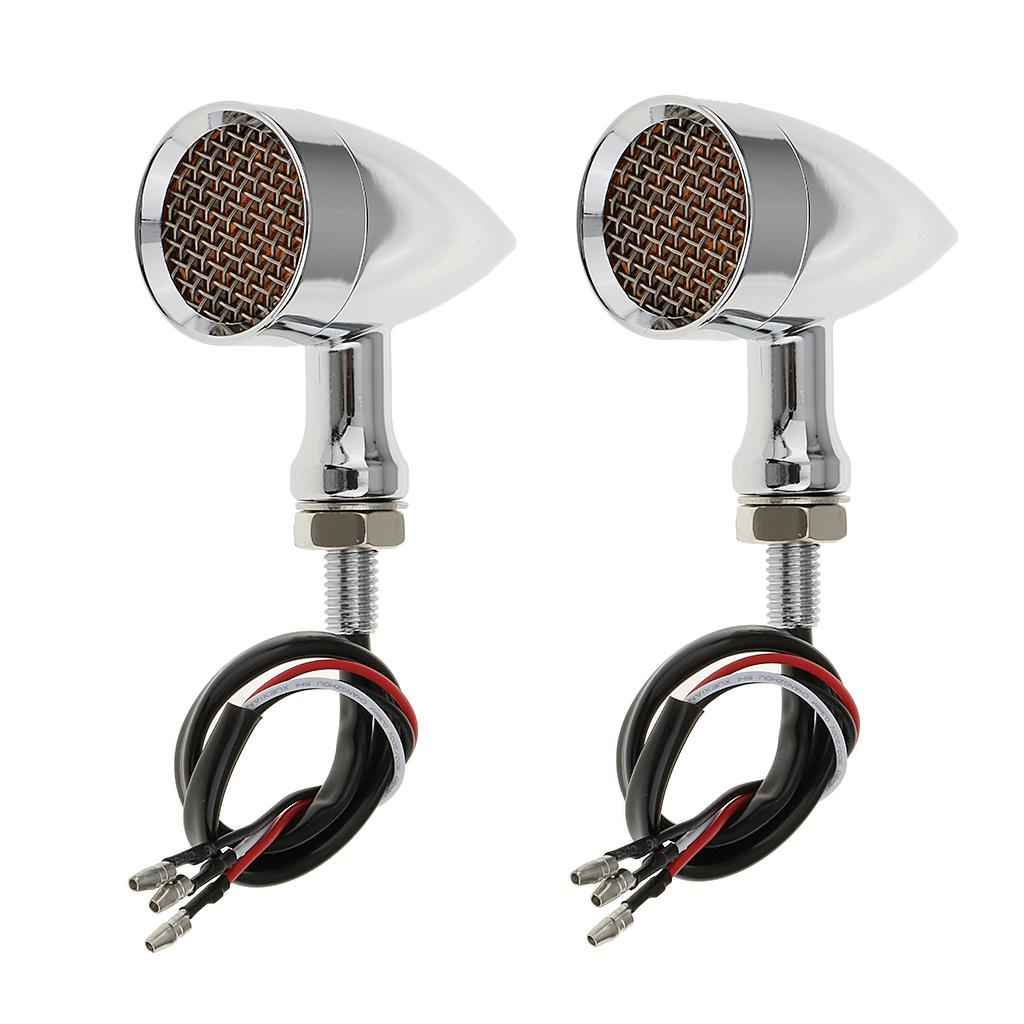 2 Piece 20-LED Brake Turn Signal Tail Light Grill Lens for Motorcycle Silver