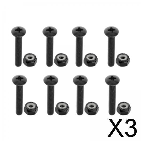 3xReplacement Longboard Skateboard Mounting Hardware Screws Black_35mm_8pcs