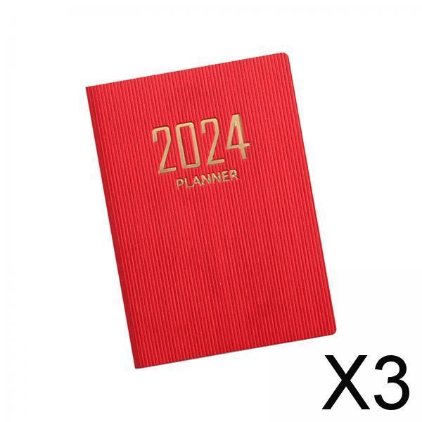 3xSchedule Notebook Monthly Planner Appointment Calendar Diary Journal Durable Red