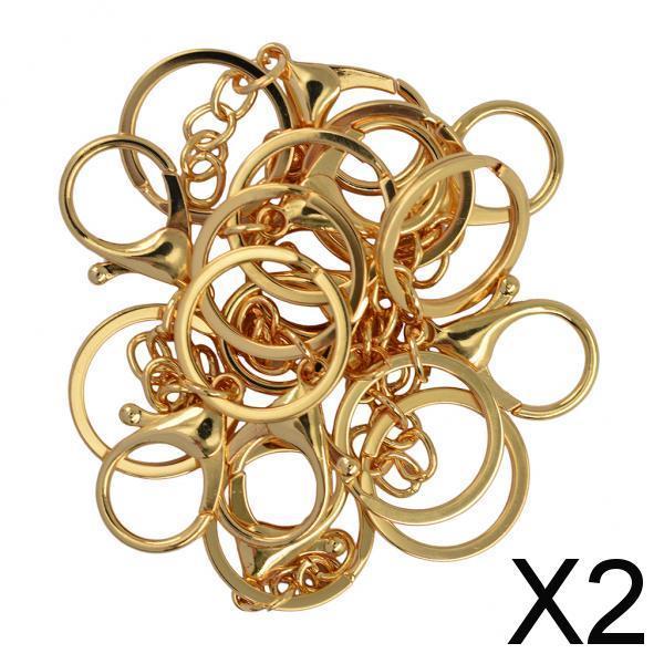 2x10 sets 65mm Large Lobster Clasp Trigger Clip Split Ring and chains Gold