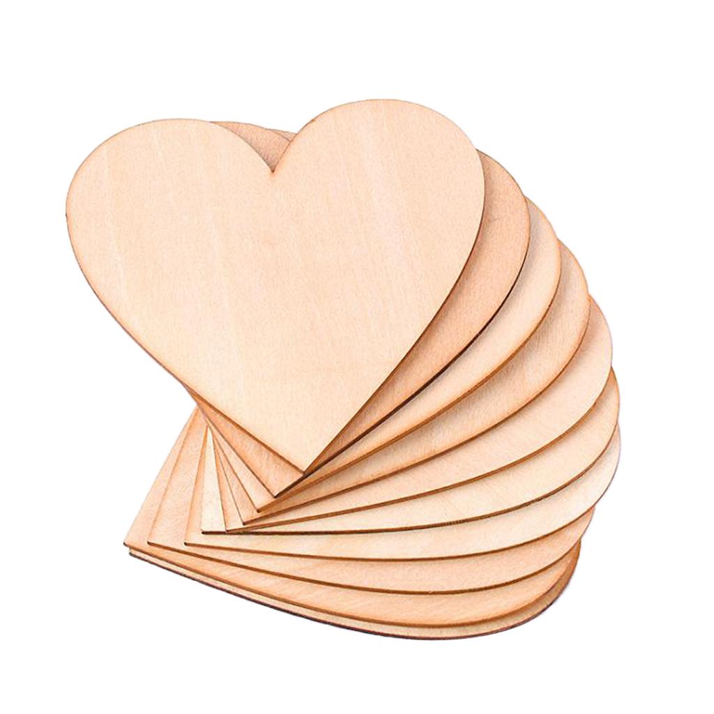2x10pcs Natural Cutouts Wood Heart Shapes DIY Craft Wooden Embellishments