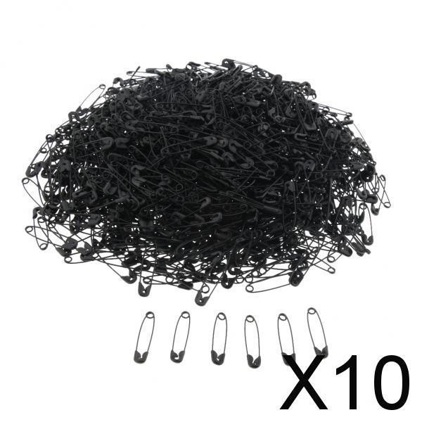 10xGlossy Metal Needle Safety Pins Nickle Plated 1000PCS 22mm Black